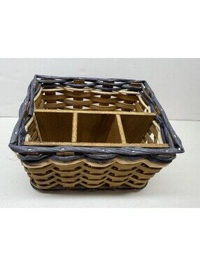 Ochsenhirt Basket Handmade 1998 Wood Splint Pittsburgh PA Utensils Napkins 8 X 6